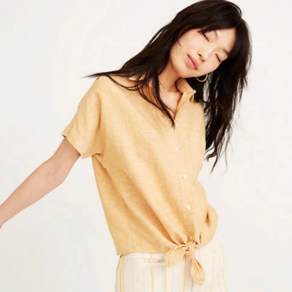 Madewell Short-Sleeve Tie-Front Top L